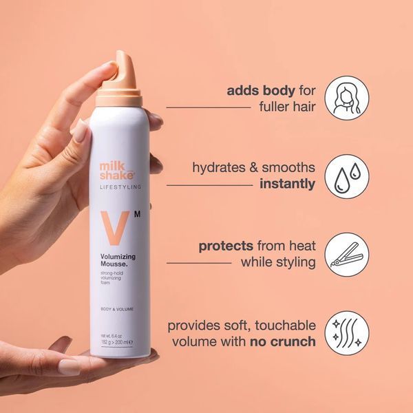 Мус для укладання milk shake Lifestyling Volumizing Mousse для об'єму та термозахисту тонкого волосся 200 мл 8032274190493 фото