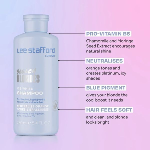 Шампунь Lee Stafford Bleach Blondes Ice White Toning проти рудих відтінків 250 мл LS5579 фото