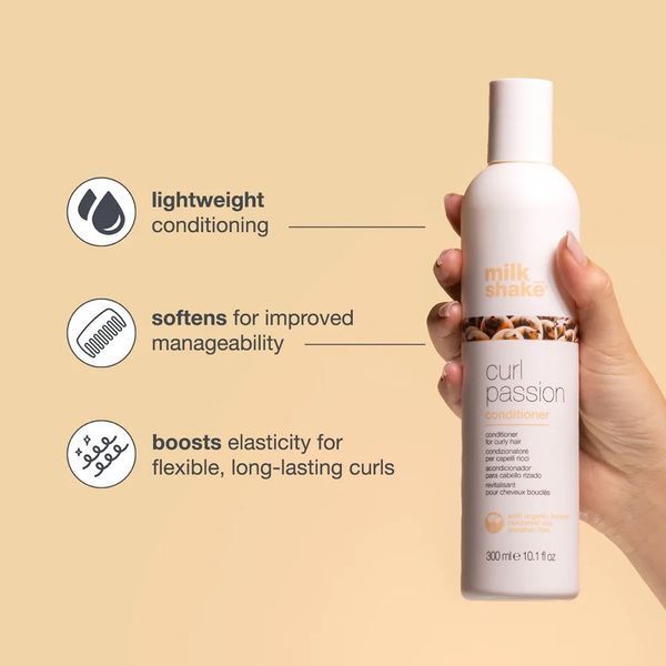 Кондиціонер для кучерявого волосся milk shake curl passion conditioner легке розчісування та пружність 300 мл 8032274104483 фото