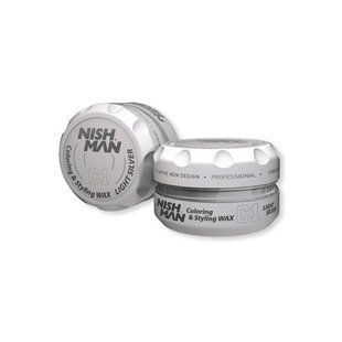 Воск для укладки волос Nishman C1 LIGHTSILVER HAIR PREMIUM COLORING WAX 150 ml 8682035080077 фото