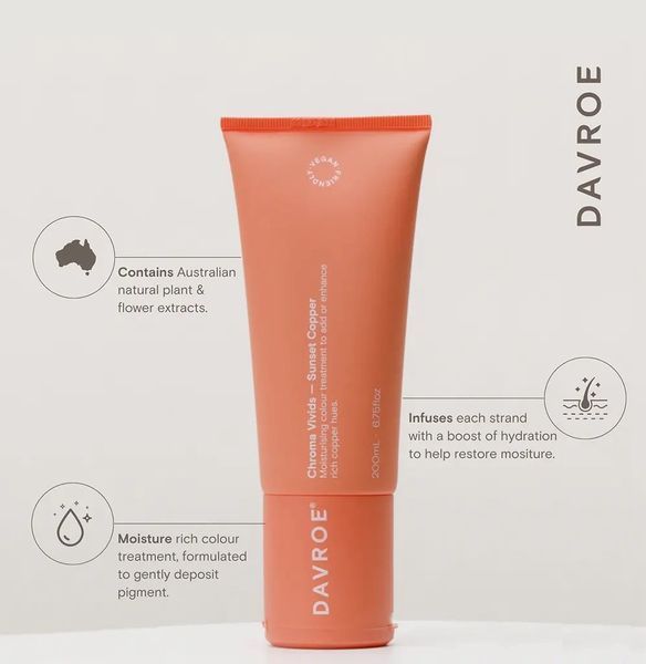Тонувальна маска-догляд Davroe Chroma Sunset Copper для мідних відтінків, для блонд та рудого волосся 200 мл 3586 фото