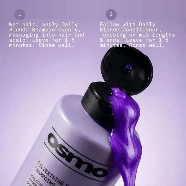 Тонуючий шампунь OSMO Daily Blonde Silverising Shampoo проти жовтизни для сивого та освітленого волосся 1000 мл 065171 фото