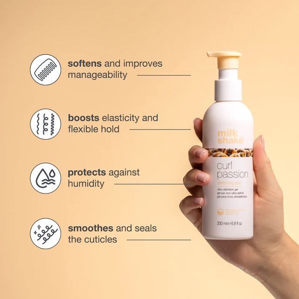 Гель для укладання milk shake Curl Passion Defining Gel для чіткого малюнка кучерів та захисту від вологості 200 мл 8032274179887 фото