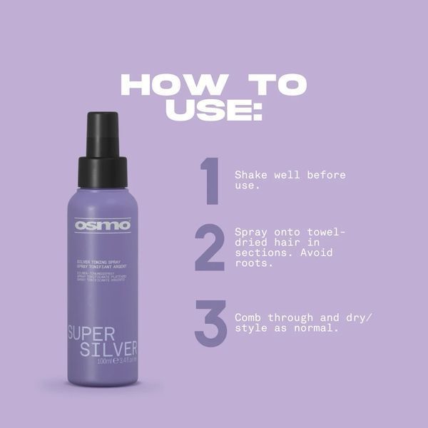 Тонуючий спрей OSMO Super Silver Toning Spray проти жовтизни для сивого та освітленого волосся 100 мл 065075 фото