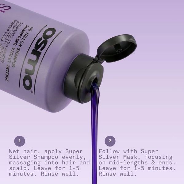 Фіолетовий шампунь OSMO Super Silver No Yellow Shampoo проти жовтизни для сивого та освітленого волосся 400 мл 065184 фото