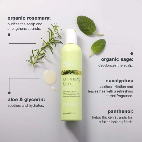 Шампунь для тонкого волосся milk shake energizing blend shampoo ущільнення структури 1000 мл 8032274059899 фото