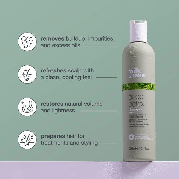 Шампунь milk shake Deep Detox Shampoo для глибокого очищення та блиску волосся всіх типів 300 мл 8032274180753 фото