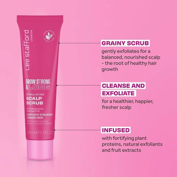 Скраб для шкіри голови Lee Stafford Grow Strong & Long Stimulating Scalp для глибокого очищення 100 мл LS6484 фото