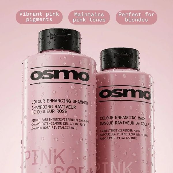 Рожевий шампунь OSMO Pink Soda Colour Enhancing Shampoo для насиченого кольору освітленого волосся 400 мл 065215 фото