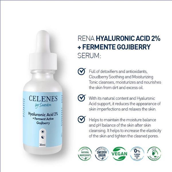 Сыворотка для лица Celenes by Sweden Rena Hyaluronic Acid 2% + Ferment Active Gojiberry увлажняющая 30 мл 5180100 фото