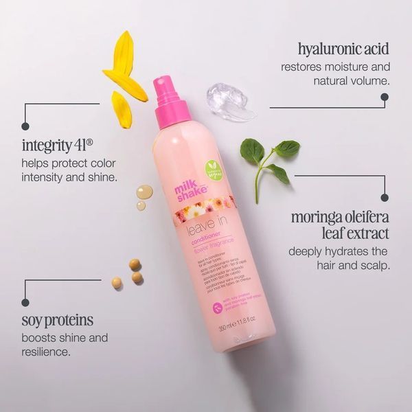 Незмивний кондиціонер-спрей milk shake Leave-In Conditioner Flower для зволоження та блиску фарбованого волосся 350 мл 8032274171140 фото
