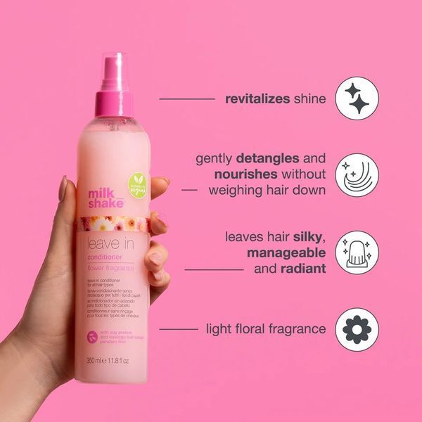 Незмивний кондиціонер-спрей milk shake Leave-In Conditioner Flower для зволоження та блиску фарбованого волосся 350 мл 8032274171140 фото