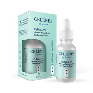 Сыворотка от отеков вокруг глаз Celenes by Sweden Rena Caffeine 5% + Rowan Berries Active Eye Contour Serum с кофеином 30 мл 5180300 фото