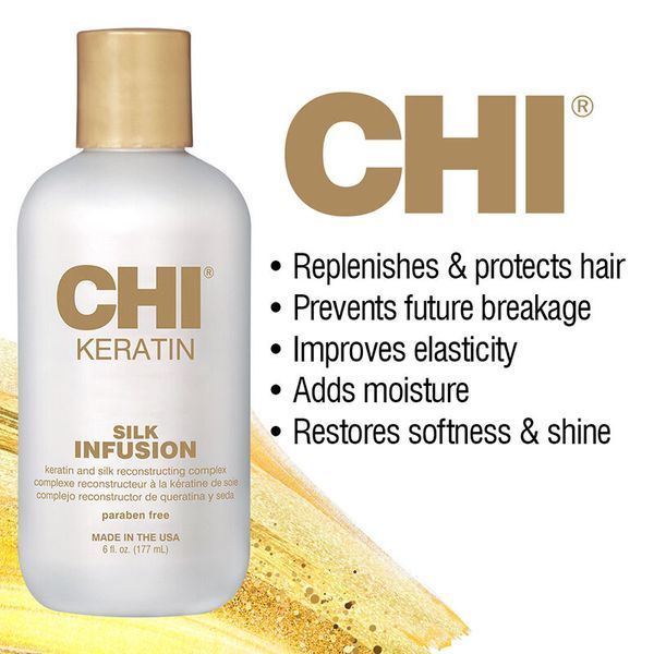 Жидкий шелк для волос CHI Keratin Silk Infusion для гладкости, блеска и защиты от ломкости 59 мл CHI0217 фото