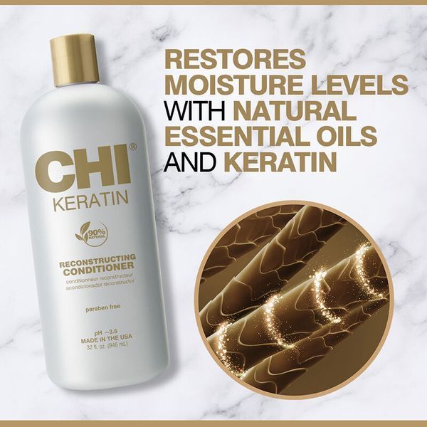 Кондиціонер для пошкодженого волосся CHI Keratin Reconstructing Conditioner для відновлення та гладкості 355 мл CHI0214 фото