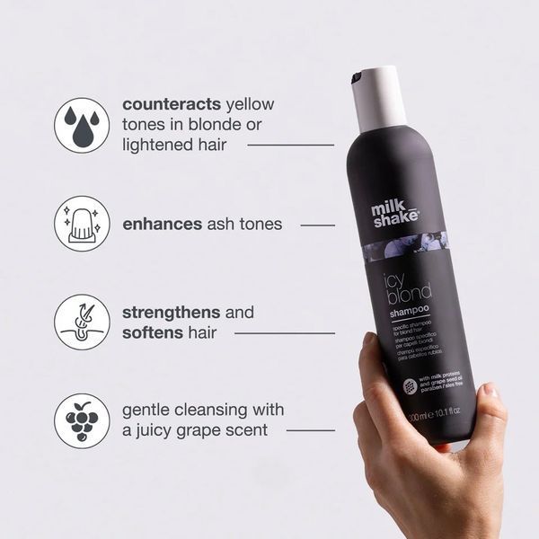 Шампунь тонуючий milk shake Icy Blond Shampoo нейтралізація жовтизни 300 мл 8032274147282 фото