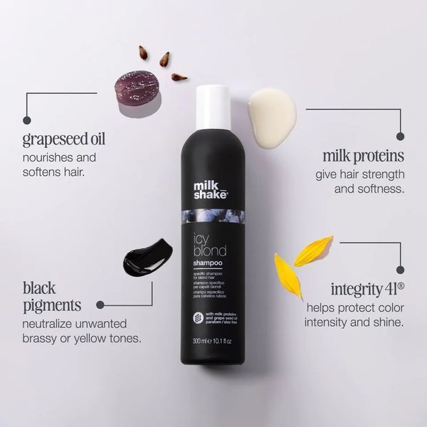 Шампунь тонуючий milk shake Icy Blond Shampoo нейтралізація жовтизни 300 мл 8032274147282 фото