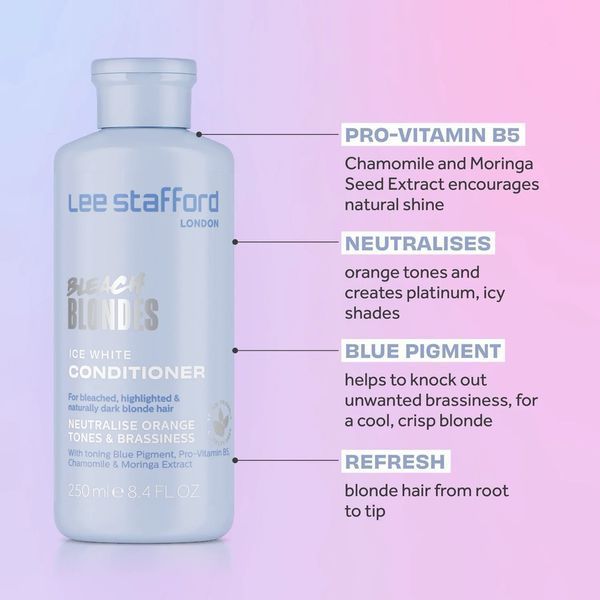 Кондиціонер Lee Stafford Bleach Blondes Ice White Toning проти жовтизни волосся 250 мл LS5630 фото