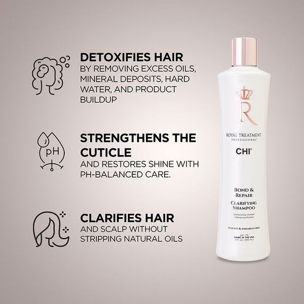 Шампунь CHI Royal Treatment Bond and Repair Clarifying Shampoo глибокого очищення від жорсткої води 355 мл RTBRCS12 фото