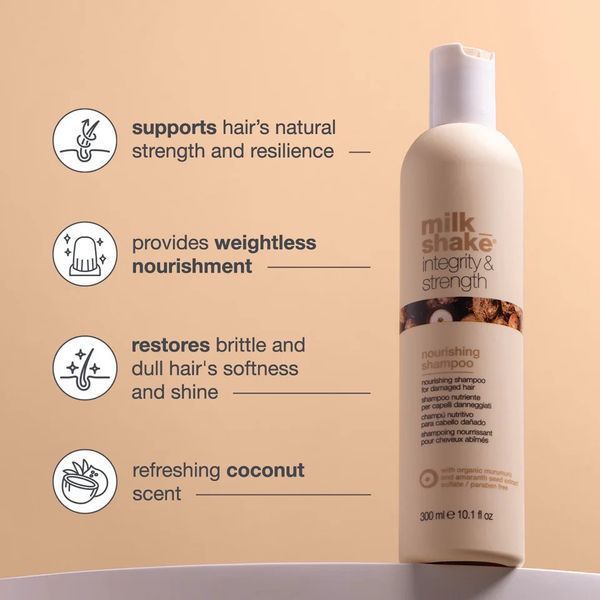 Шампунь milk shake Integrity & Strength Nourishing Shampoo для живлення та міцності ламкого волосся 300 мл 8032274106159 фото