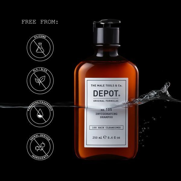 Шампунь DEPOT 105 Invigorating чоловічий зміцнювальний для тонкого волосся 1000 мл 8032274011842 фото