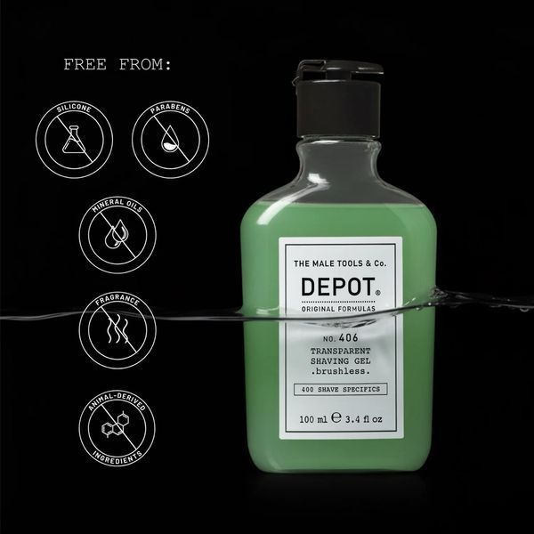 Гель DEPOT 406 Transparent Brushless чоловічий для точних ліній гоління 100 мл 8032274061250 фото
