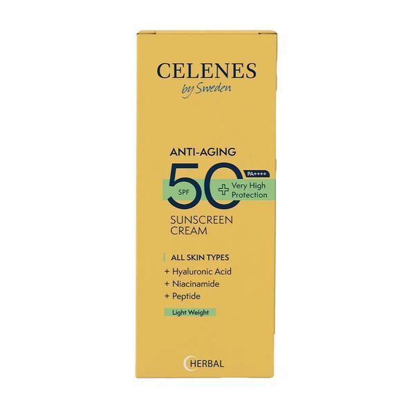 Антивіковий сонцезахисний крем для обличчя Celenes by Sweden Herbal Sunscreen Face Cream Anti Aging 50 SPF проти зморшок 50 мл 5160177 фото