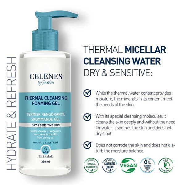 Очищуючий гель для вмивання Celenes by Sweden Thermal Cleansing Foaming Gel Oily Combination для жирної та комбінованої шкіри 250 мл 5160066 фото