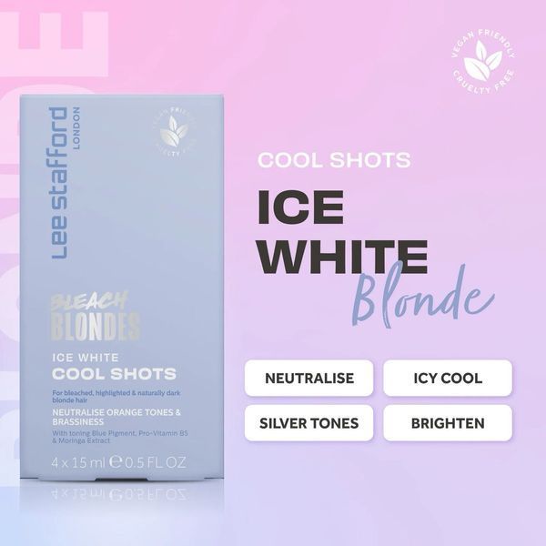 Тонирующие ампулы Lee Stafford Bleach Blondes Ice White Cool Shots против рыжих оттенков 4 х 15 мл LS5890 фото